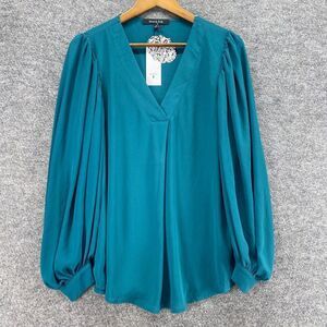 New Strut & Bolt Blouse Women S Small Blue V-Neck Long Sleeve Pullover Casual